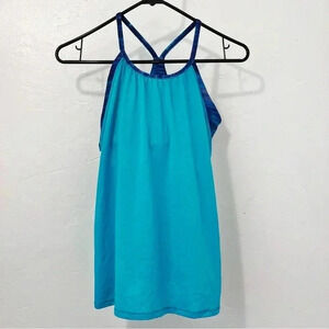 Ivivva By Lululemon Two Be One Tank Aqua Blue Racerback Bra Sz 14‎